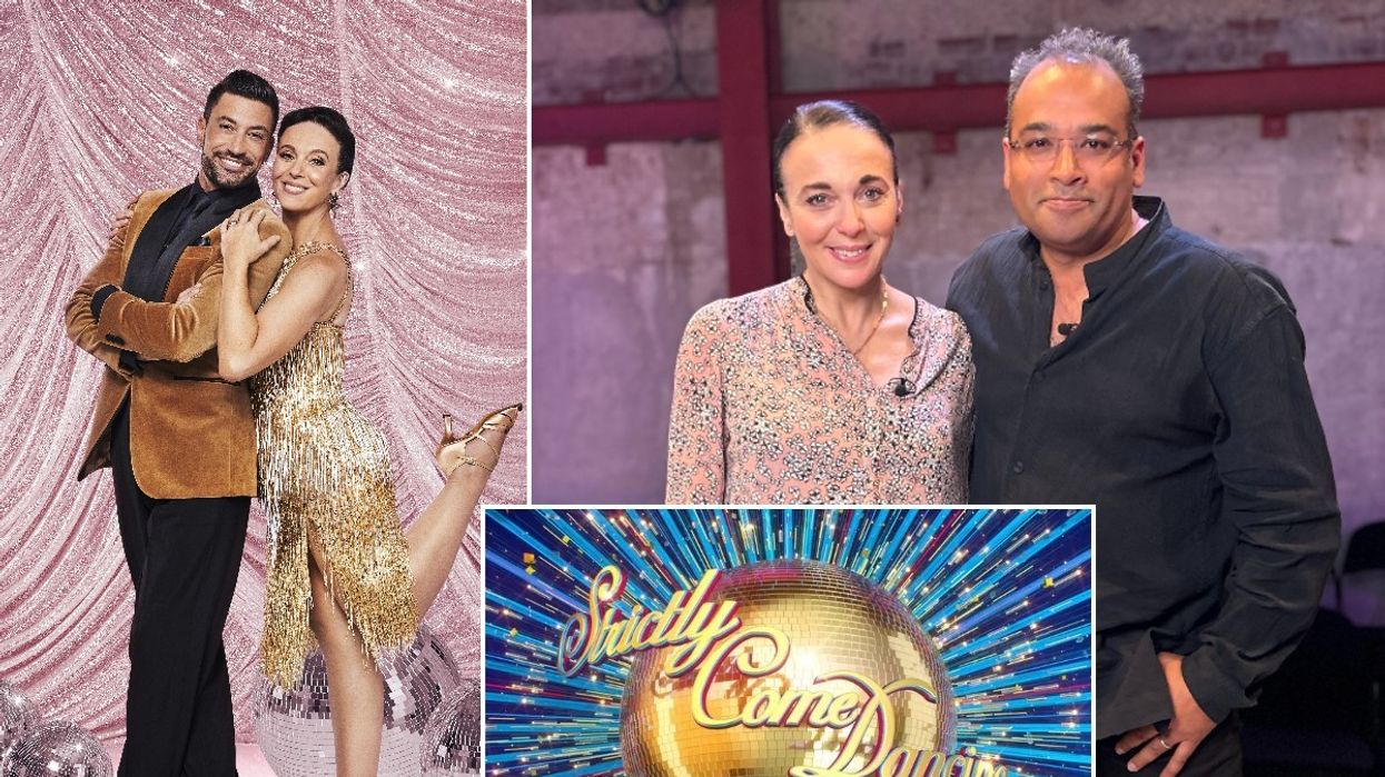 Amanda Abbington, Giovanni Pernice, Krishnan Guru-Murthy and Strictly logo