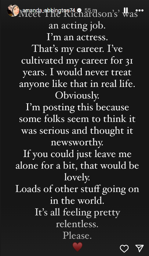 Amanda Abbington statement