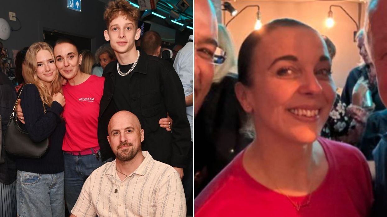Amanda Abbington with her children and fiance Jonathan Goodwin