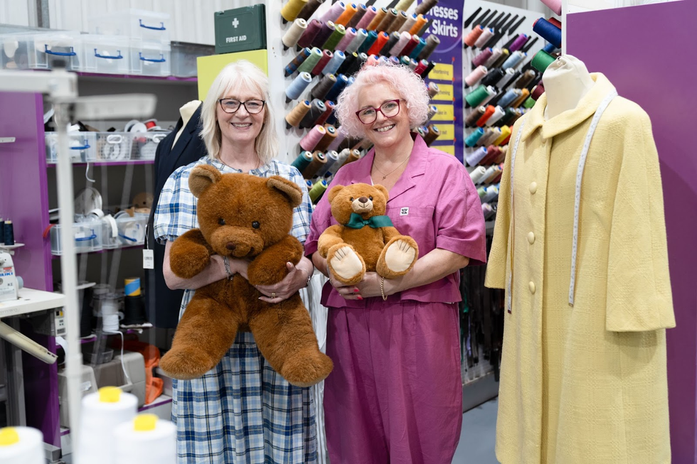 Amanda Middleditch and Julie Tatchell, The Teddy Bear Ladies, holding teddies