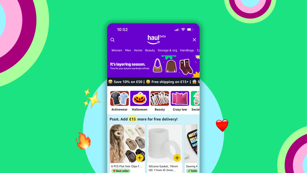 Amazon Haul displayed on phone screen with colourful background