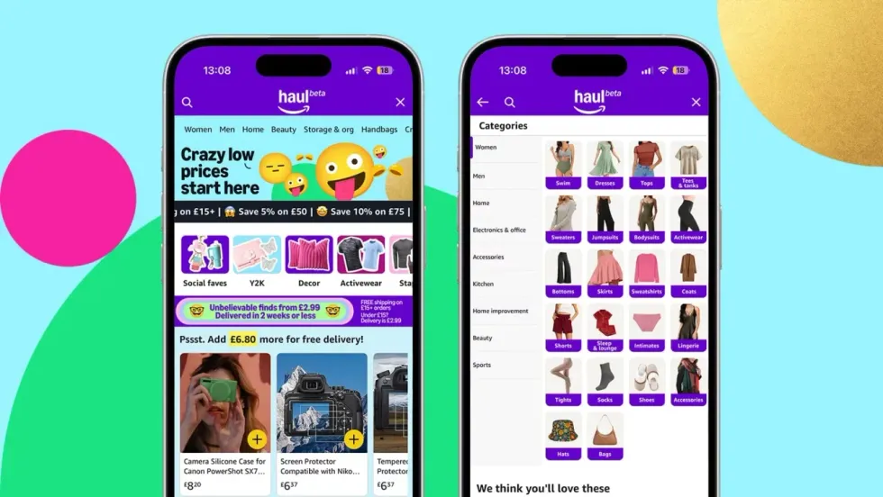 amazon haul examples shown on an iPhone