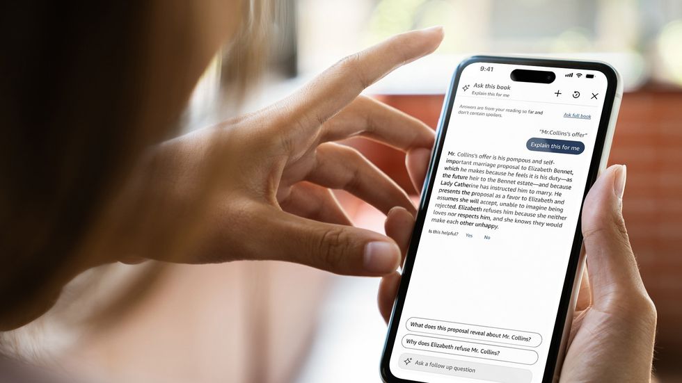 Amazon Kindle app opened to Ask this Book feature