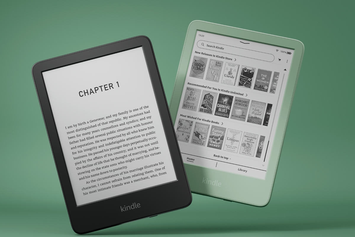 Amazon Kindle in the shades back and matcha green