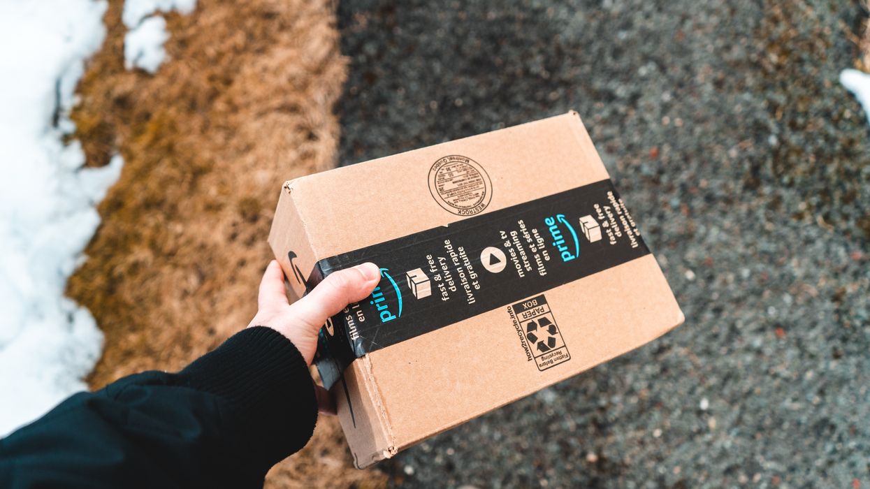 Amazon Prime package being delivered