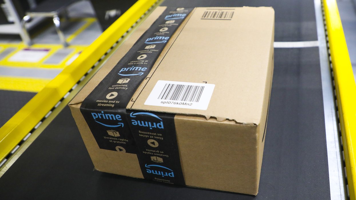 Amazon Prime parcel being sent in fulfilment centre