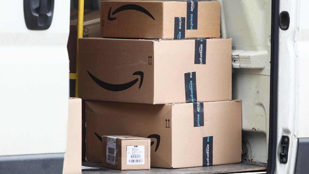 Amazon Prime parcels in van