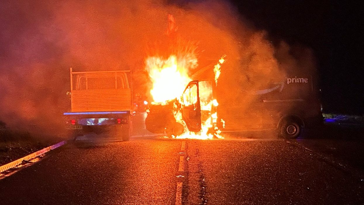 Amazon van on fire