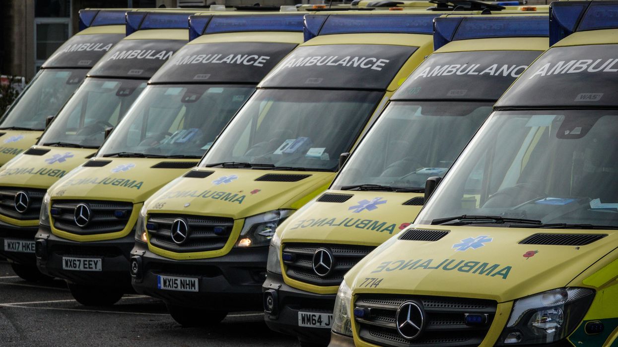 Ambulances lined up outside of hospital
