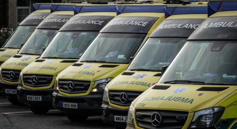Ambulances lined up outside of hospital