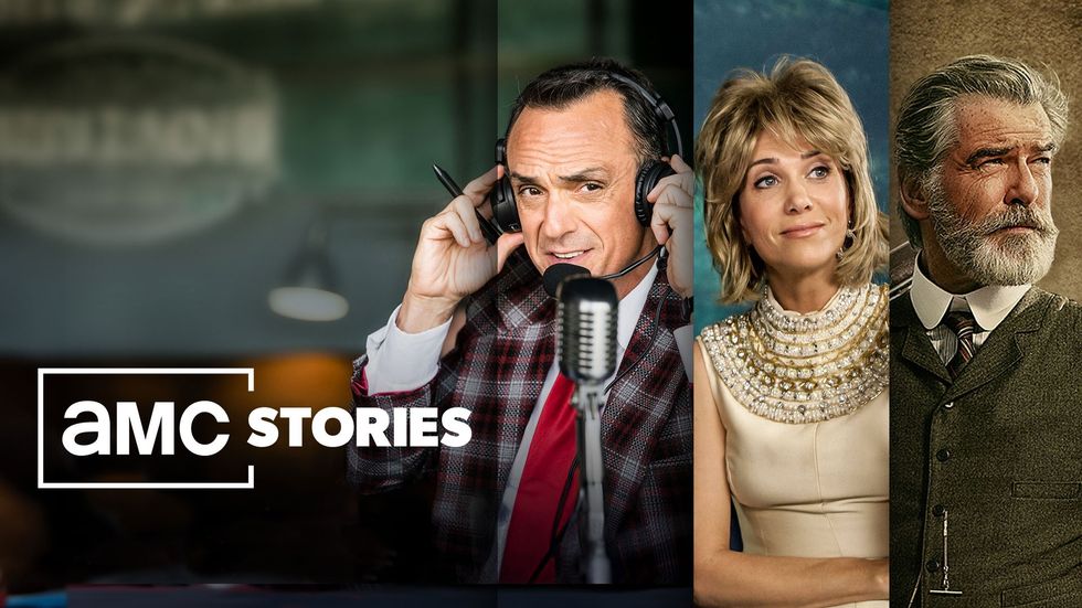 amc stories logo with artwork from some of the biggest shows including the son brockmire and the spoils of babylon