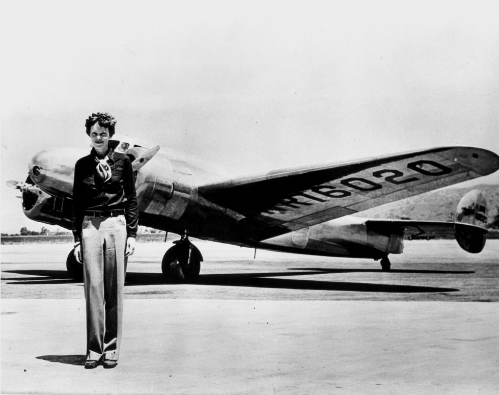 Amelia Earhart and plane