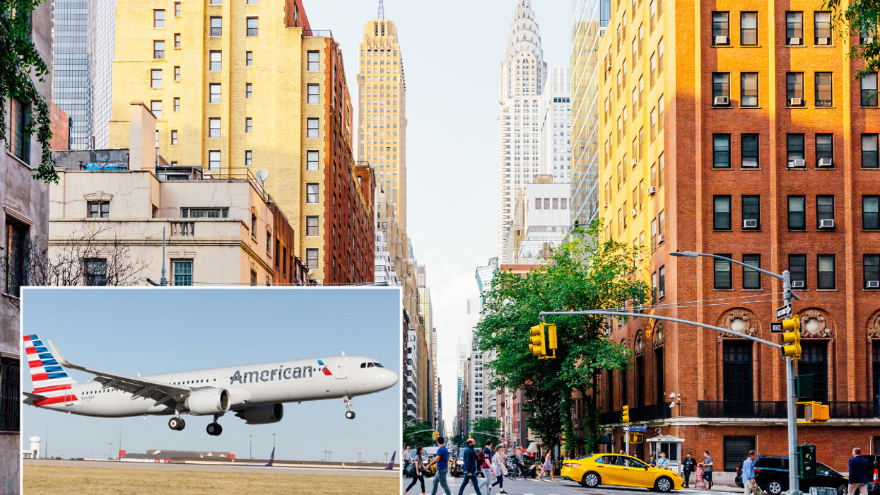 American Airlines plane / New York City streets