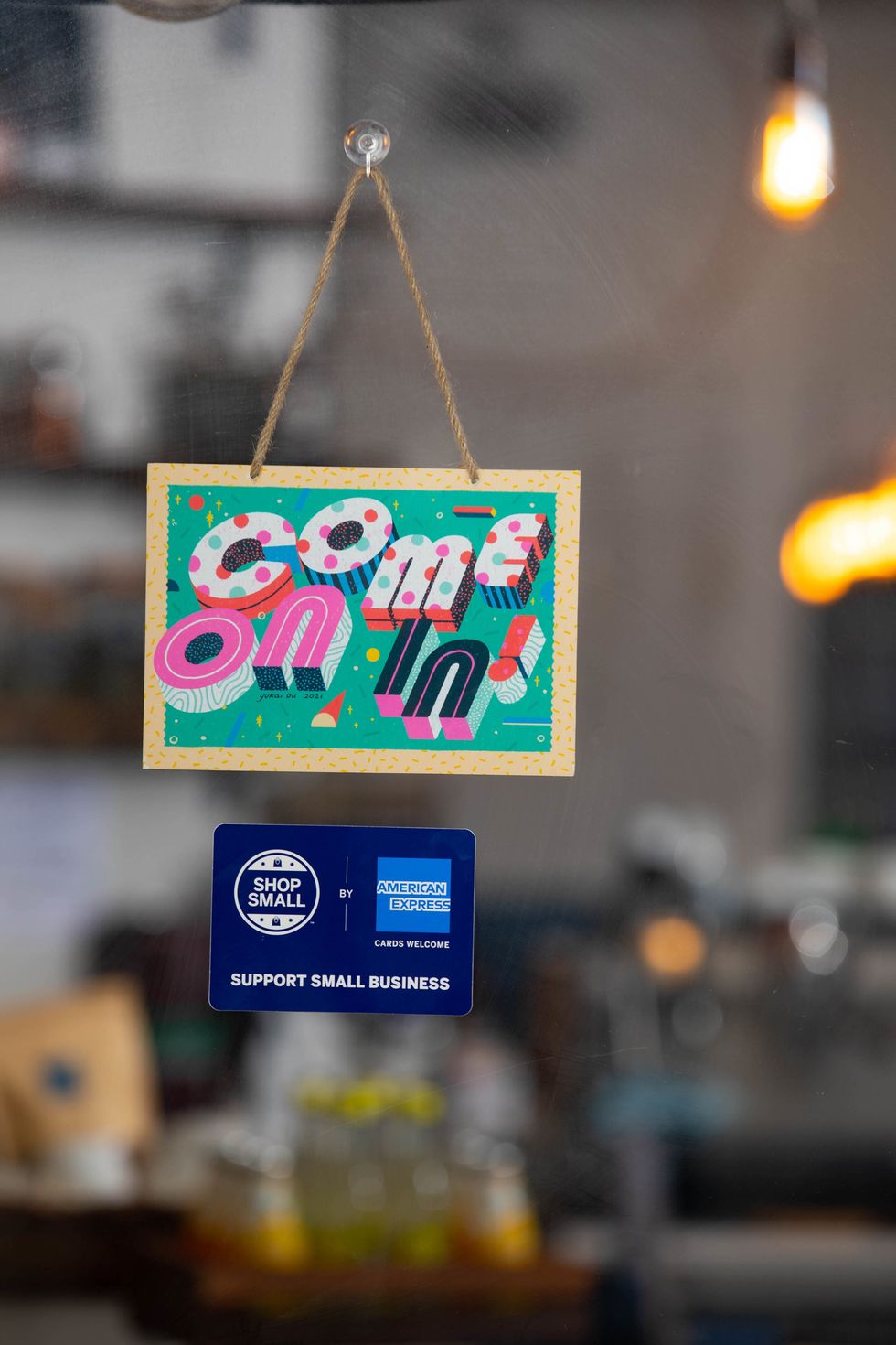 American Express Shop Small sign