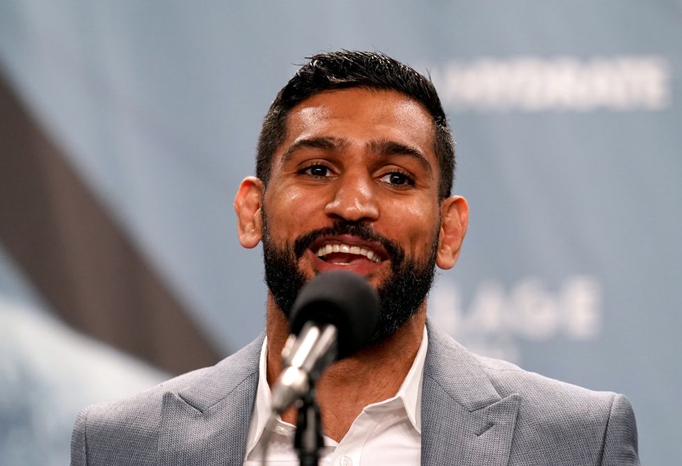 Amir Khan during a press conference at the Exchange Hall, Manchester. Picture date: Thursday February 17, 2022.