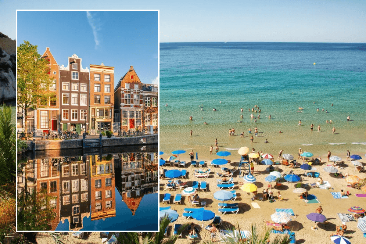 Amsterdam buildings / Benidorm, Spain, beach