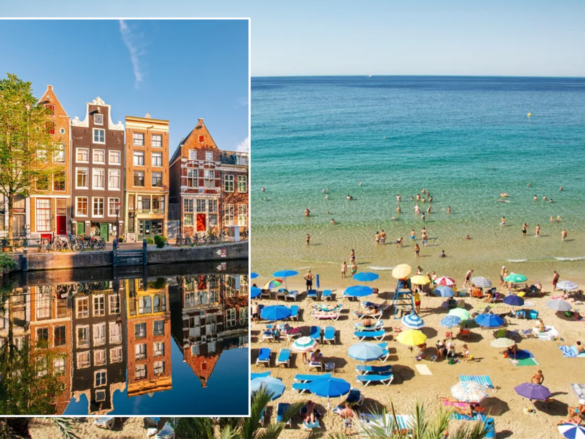 Amsterdam buildings / Benidorm, Spain, beach