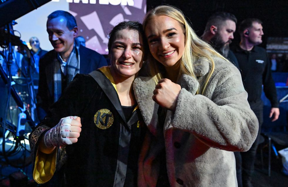 Amy Broadhurst (right) with Katie Taylor at the undisputed super lightweight championship fight