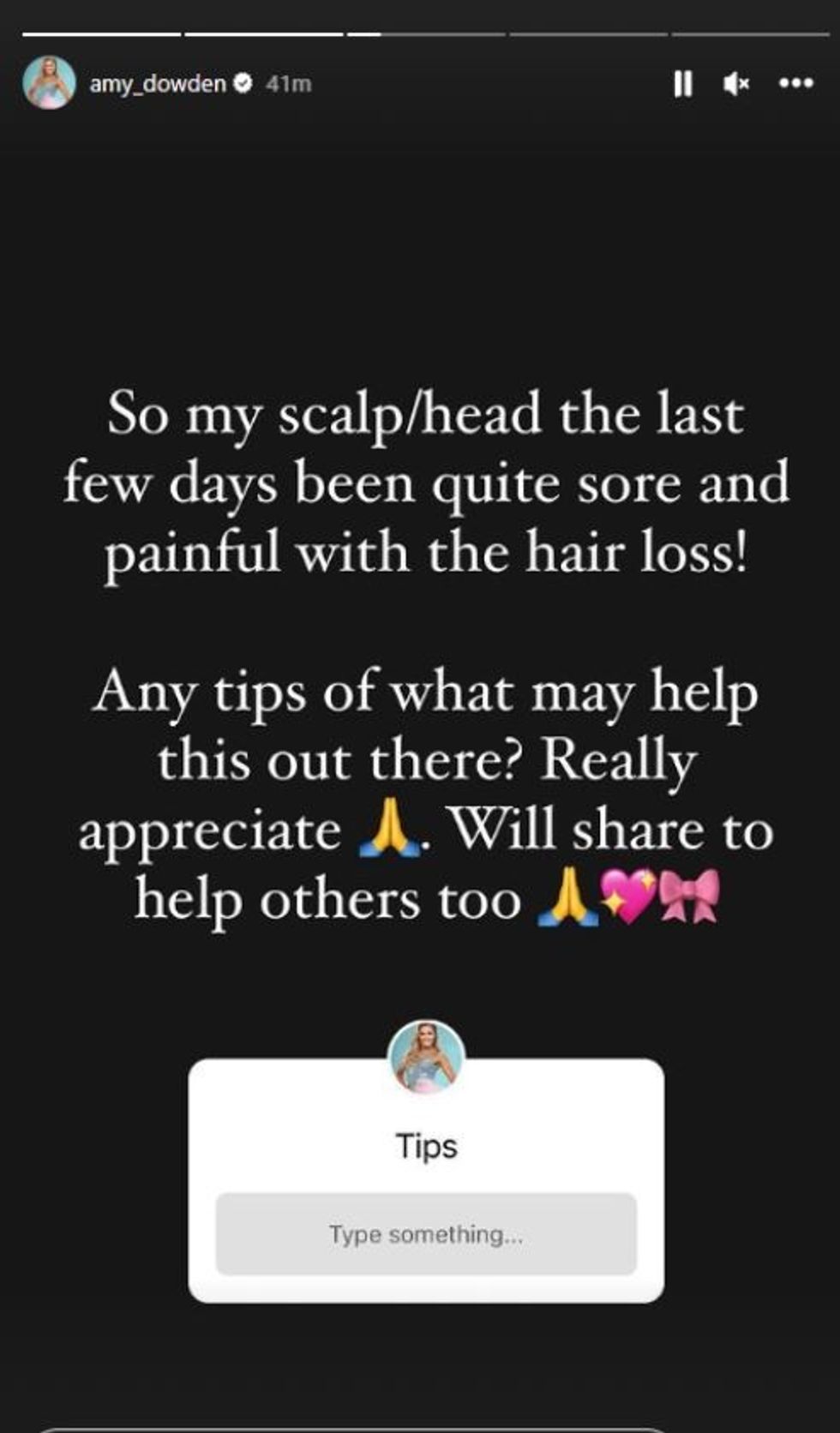 Amy Dowden asks for help