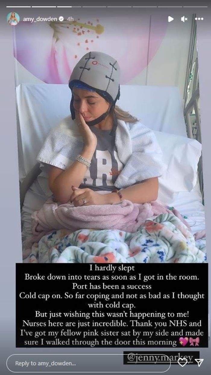 Amy Dowden cries in hospital