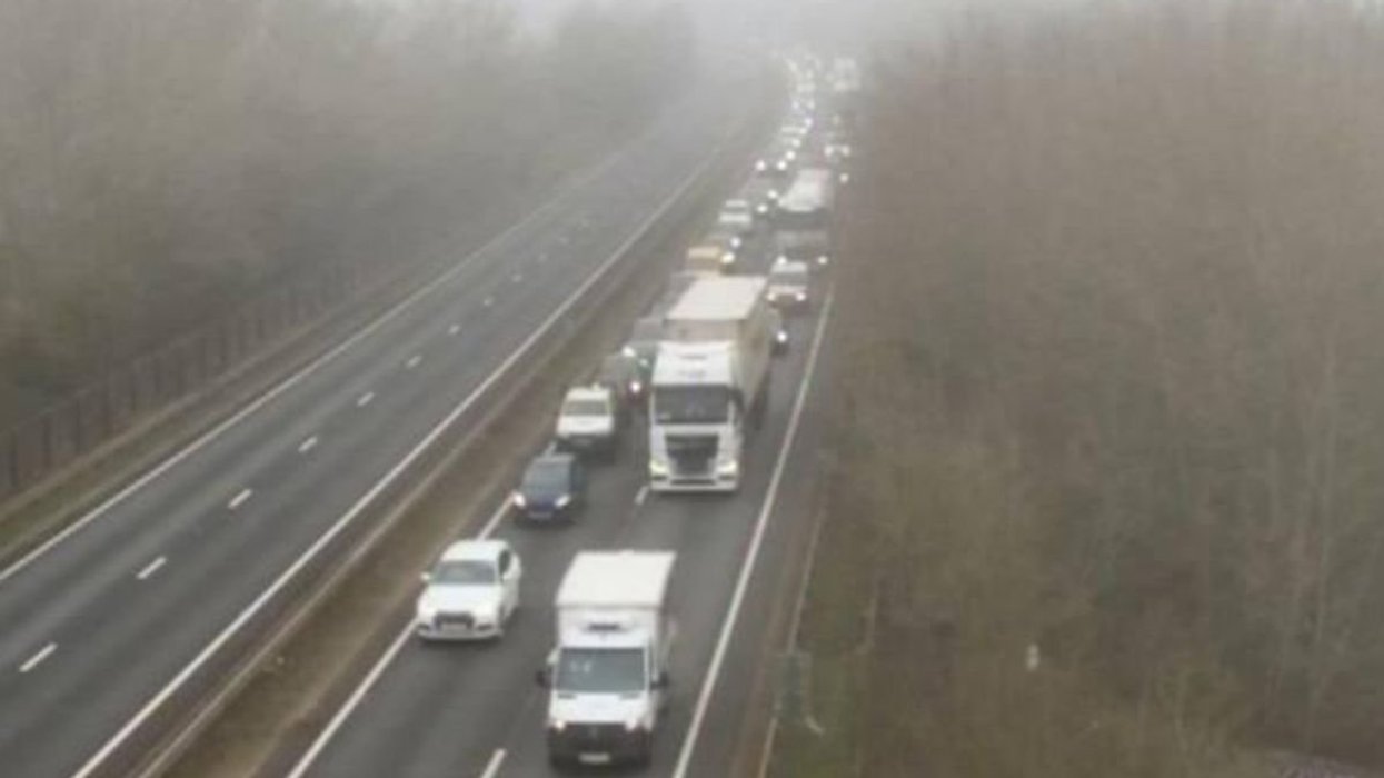 An accident between two HGVs, and a subsequent diesel spillage, has contributed