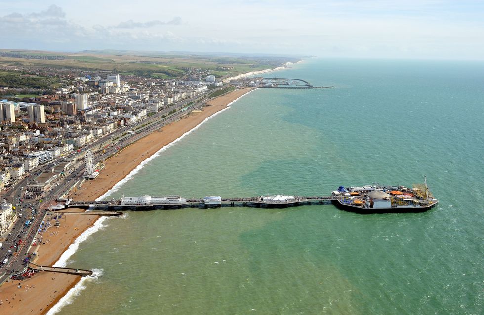 An aerial view of Brighton Pier