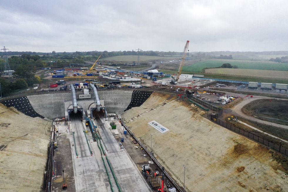 An aerial view of the entrance to the Chiltern Tunnels at the south portal HS2 align compound, in Rickmansworth, Hertfordshire.