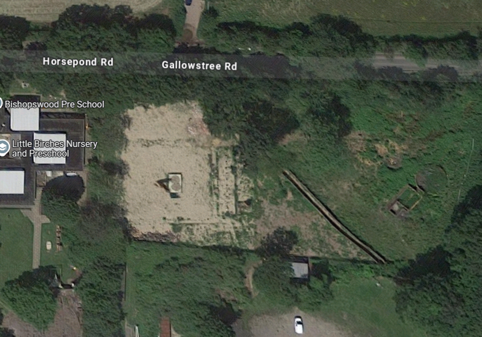 An aerial view of the site off Gallowstree Road in Sonning Common, Oxfordshire