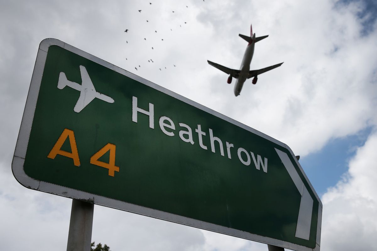 An airliner comes in to land at Heathrow Airport
