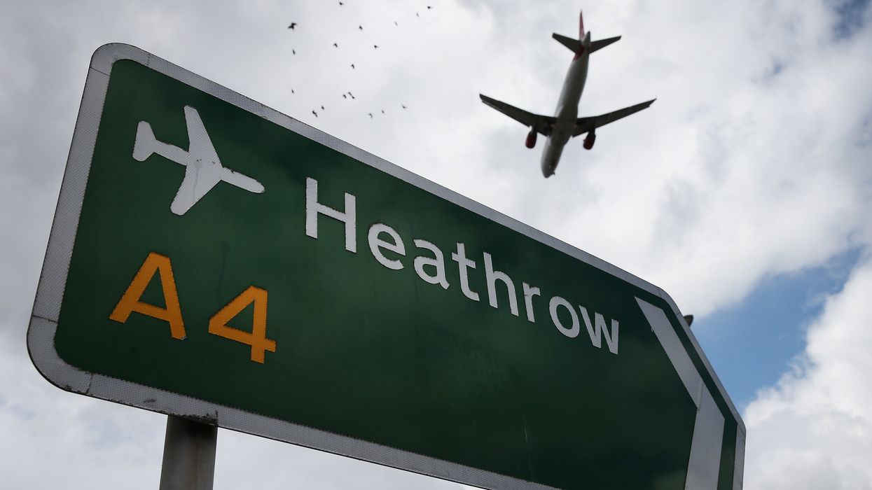 An airliner comes in to land at Heathrow Airport