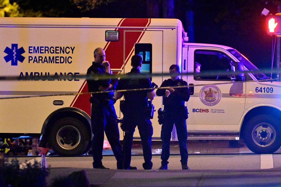 An ambulance is parked at the site of the Lapu Lapu day\u200b