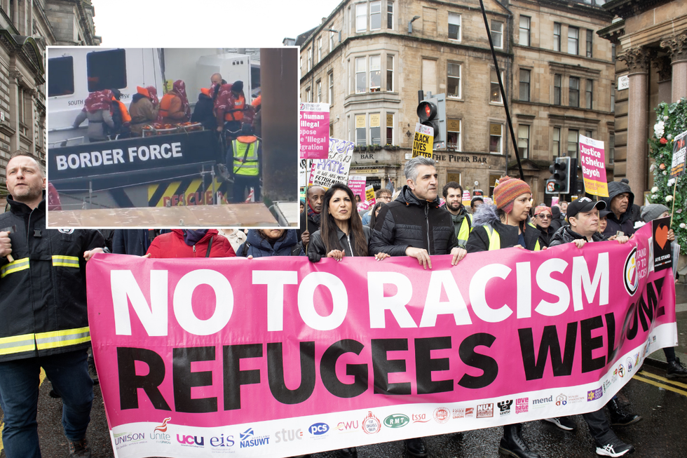An anti-racism protest taking place in Glasgow city centre