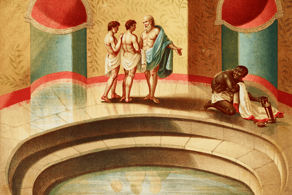 An artist's impression of life in Pompeii's bathhouses