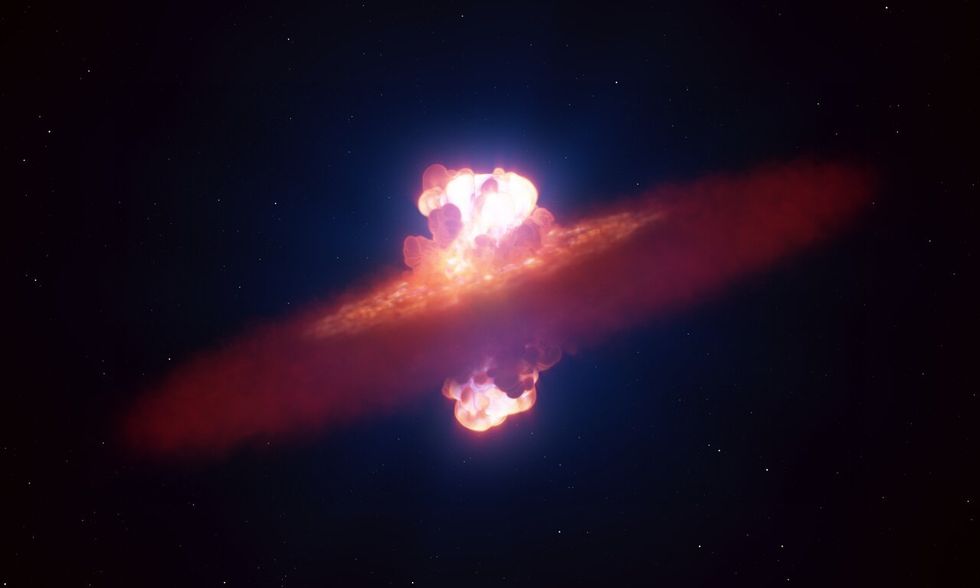 An artist's impression of the supernova exploding