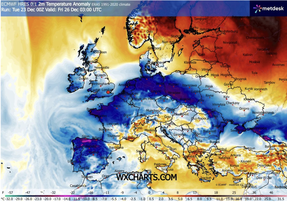An easterly blast will plunge Britain sub-zero