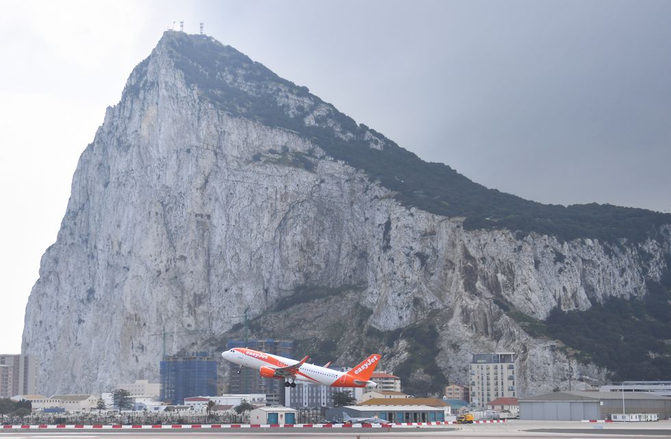 An EasyJet Airbus A320 plane takes off from Gibraltar Airport.