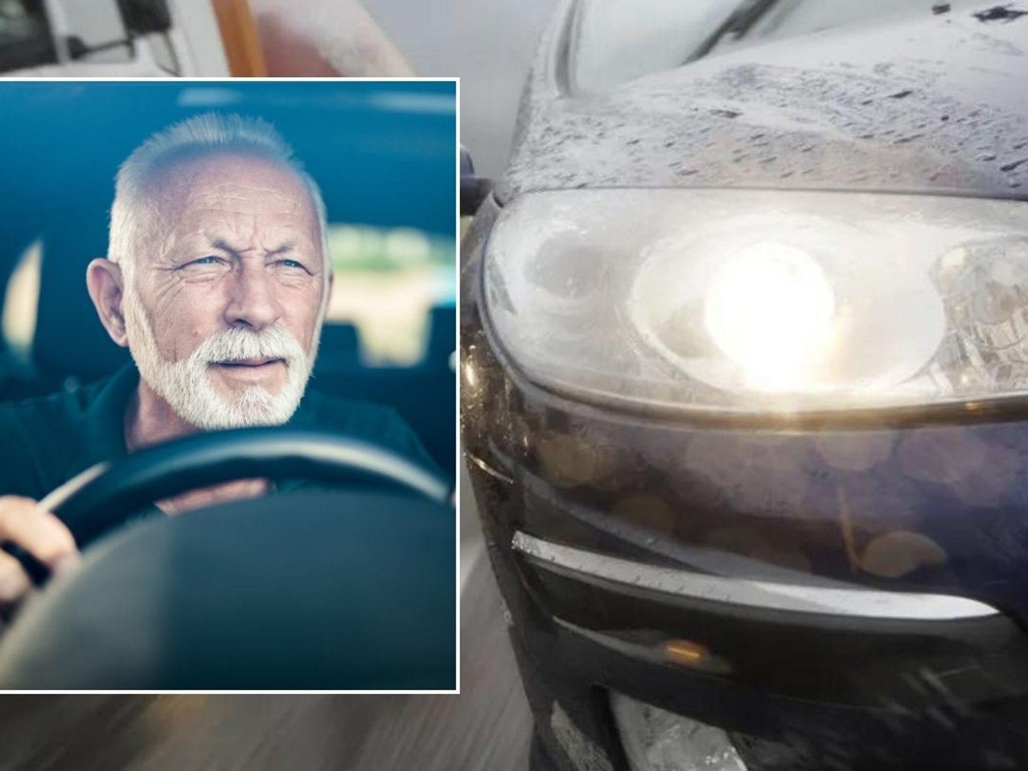 An elderly driver and a bright headlight