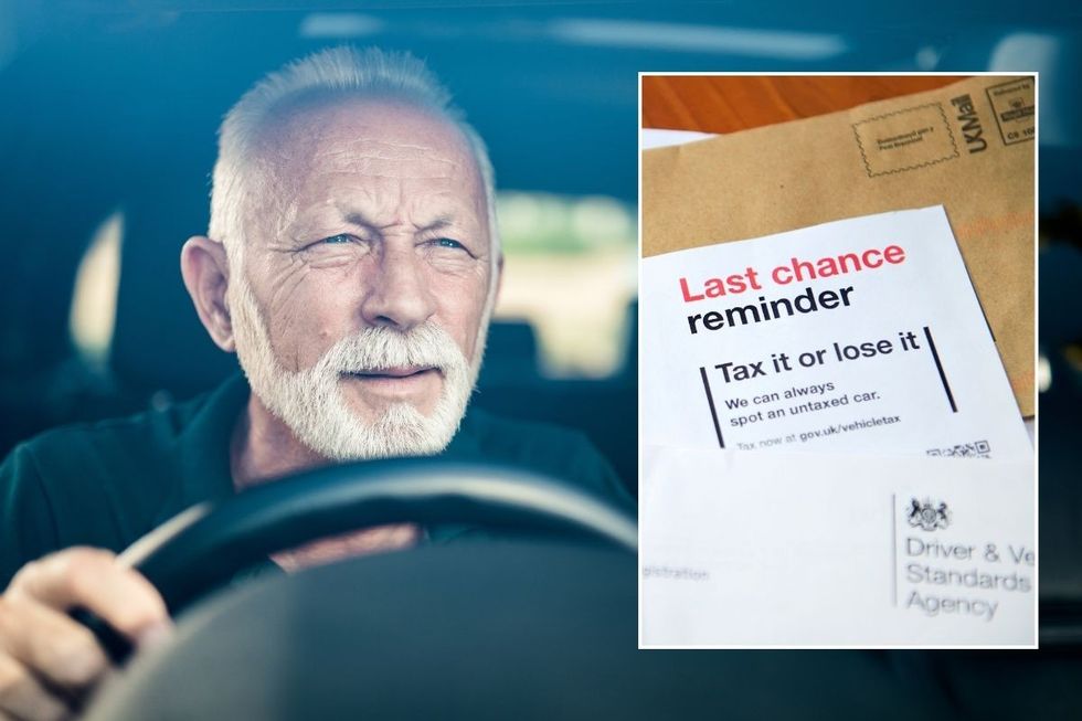 An elderly driver and a car tax reminder letter