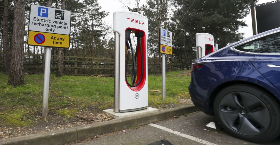An electric car charging station