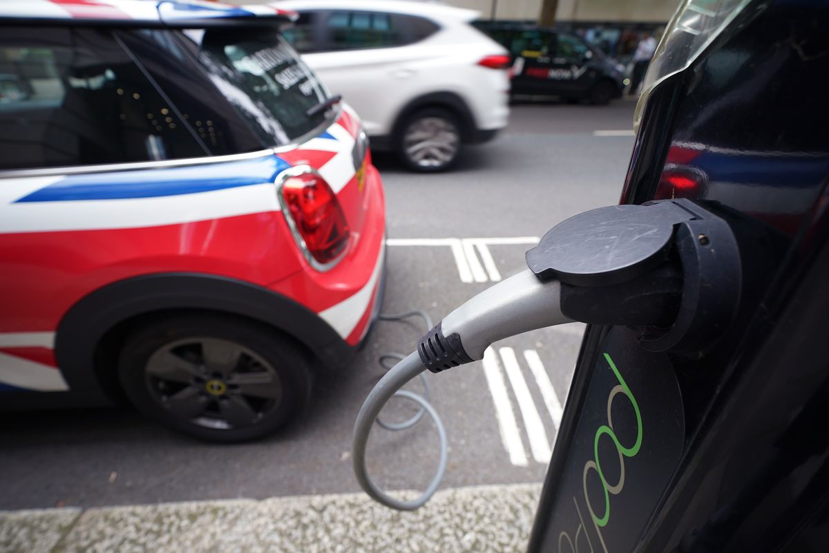 An electric car charging