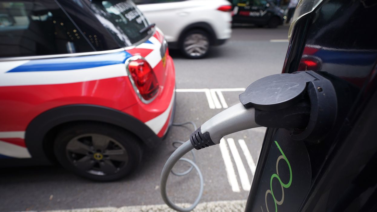 An electric car charging