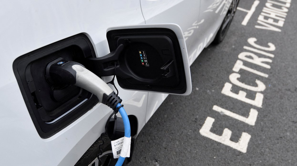 An electric car charging