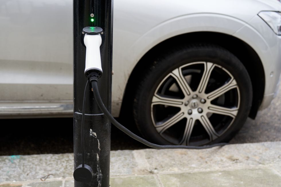 An electric car charging