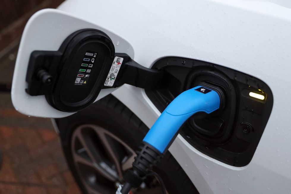 An electric car charging