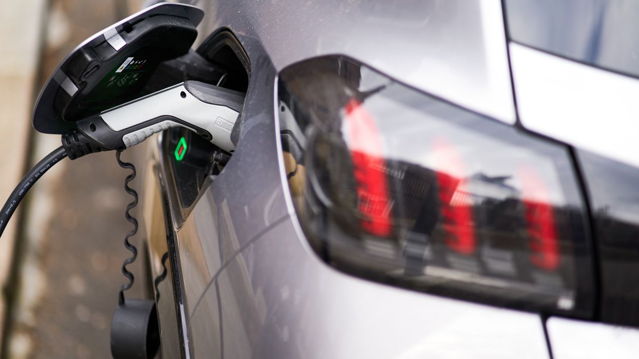 An electric car charging