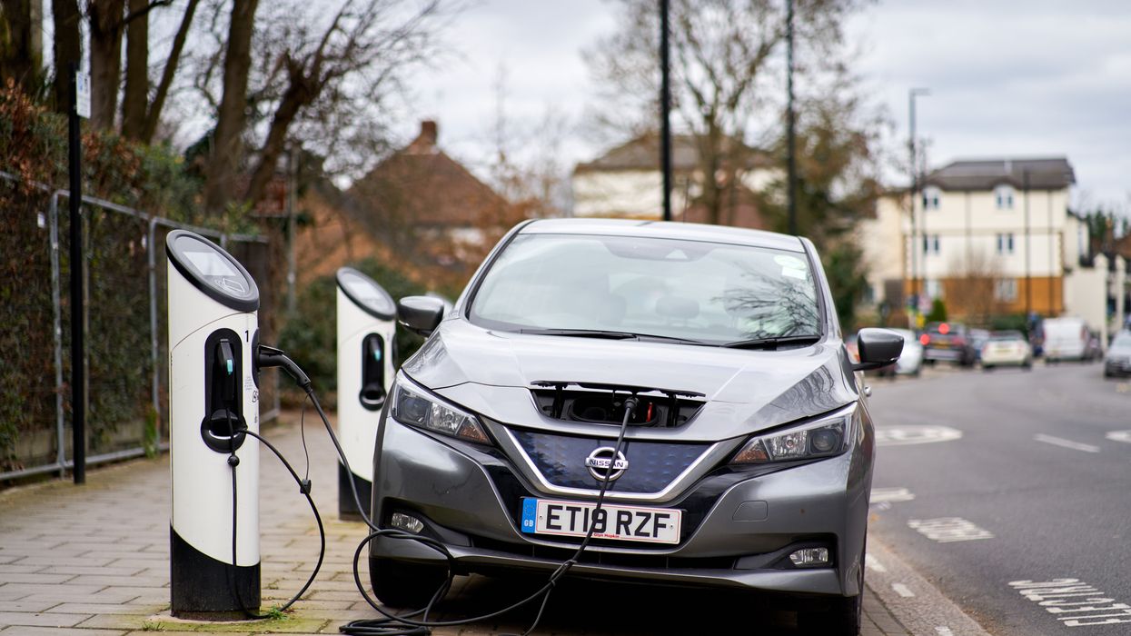 An electric car charging
