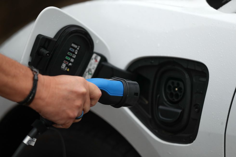 An electric car charging