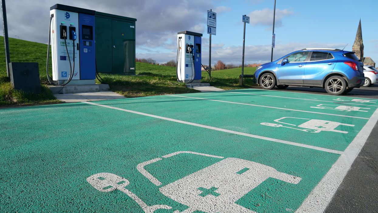 An electric car charging