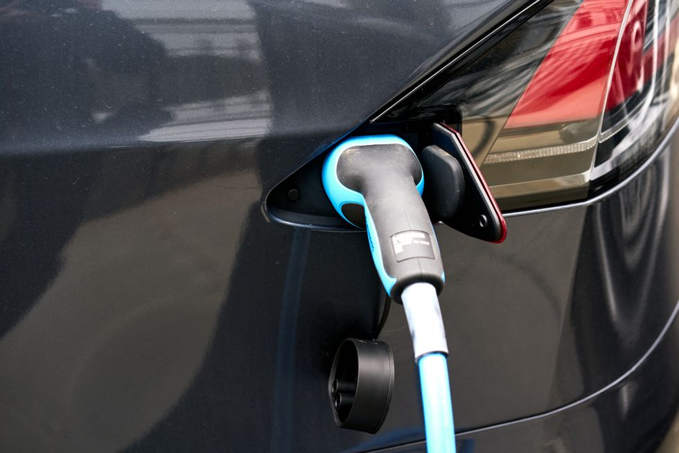 An electric car charging