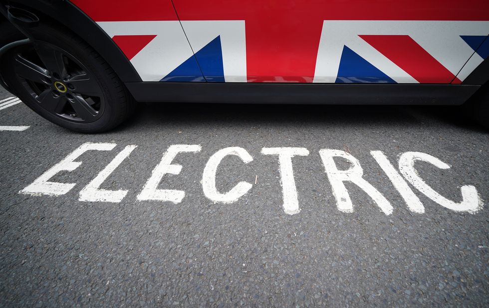 An electric car charging